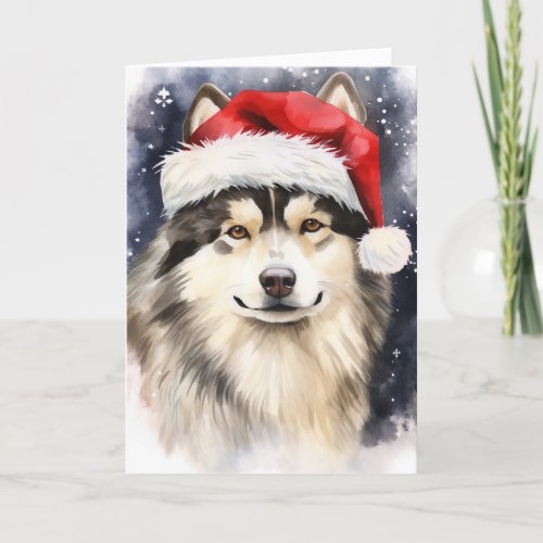 Alaskan Malamute Dog Christmas Santa Paws Festive  Thank You Card