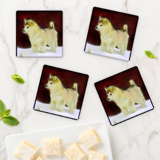 Alaskan Malamute dog coaster set