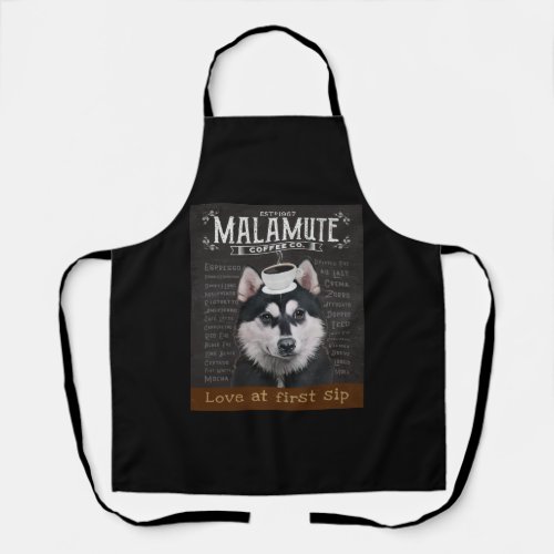 Alaskan Malamute Dog Coffee Love At First Sip Apron