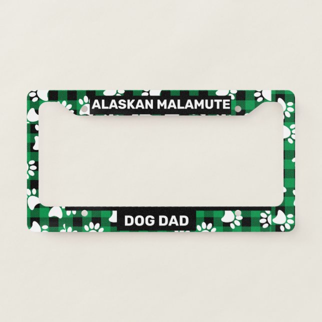 Alaskan Malamute Dog Dad License Plate Frame (Front)