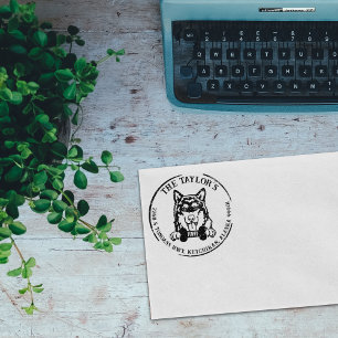 Alaskan Malamute Dog Family Return Address Rubber Stamp