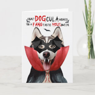 Alaskan Malamute Dog Funny Count DOGcula Halloween Holiday Card
