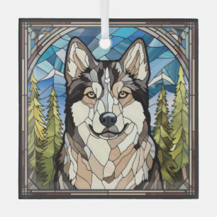 Alaskan Malamute Dog  Glass Ornament