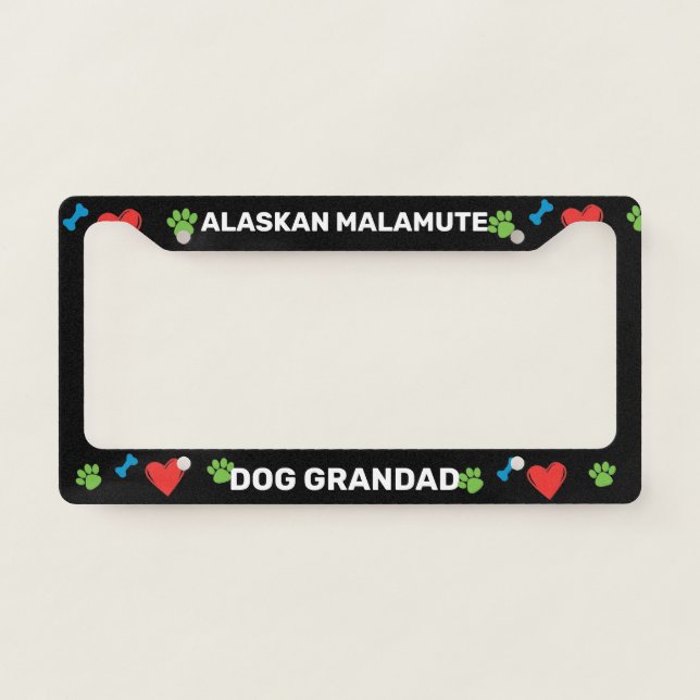 Alaskan Malamute Dog Grandad  License Plate Frame (Front)