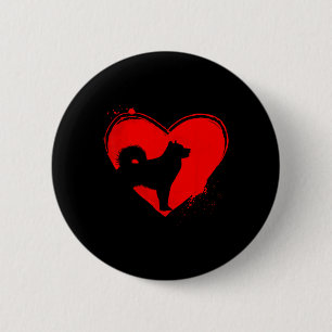Alaskan Malamute Dog Heart Shape Valentine Dog Lov Button