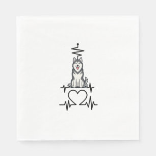 Alaskan Malamute Dog Heartbeat Line Heart Paws Napkins