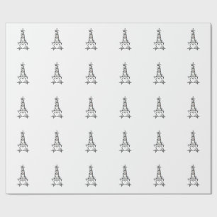 Alaskan Malamute Dog Heartbeat Line Heart Paws Wrapping Paper