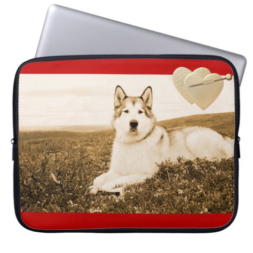 Alaskan Malamute dog hearts Laptop Sleeves