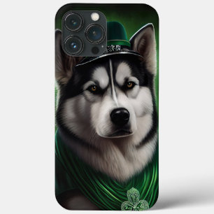 Alaskan Malamute dog in St. Patrick's Day Dress iPhone 13 Pro Max Case