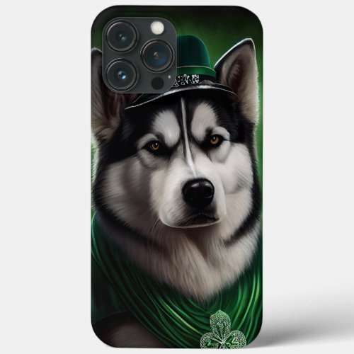 Alaskan Malamute dog in St Patricks Day Dress iPhone 13 Pro Max Case