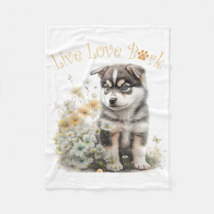 Alaskan Malamute Dog Mom Floral Fleece Blanket