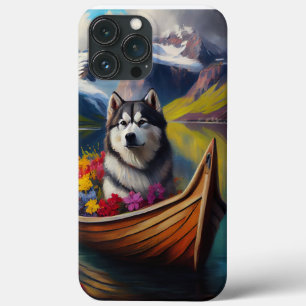 Alaskan Malamute Dog on Paddle: A Scenic Adventure iPhone 13 Pro Max Case