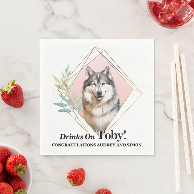Alaskan Malamute Dog Photo Wedding Napkins (Insitu)