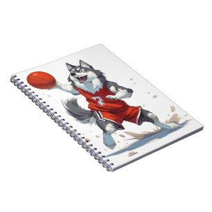 Alaskan Malamute Dog Playing Basketball Notebook