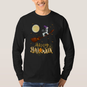 Alaskan Malamute Dog Ride Witch Shotgun Halloween T-Shirt