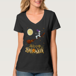 Alaskan Malamute Dog Ride Witch Shotgun Halloween T-Shirt