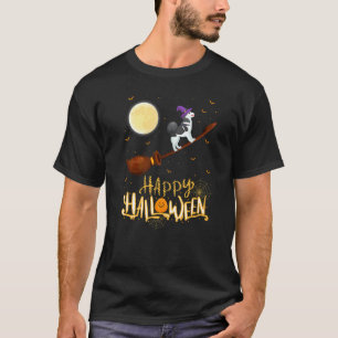 Alaskan Malamute Dog Ride Witch Shotgun Halloween T-Shirt
