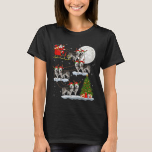 Alaskan Malamute Dog Santa Sleigh Flying Funny Chr T-Shirt