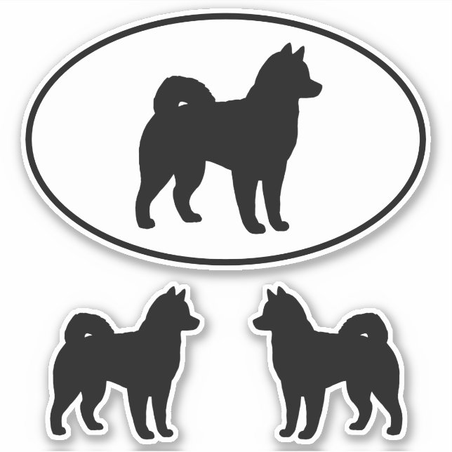 Alaskan Malamute Dog Silhouette Vinyl Sticket Set Sticker (Front)