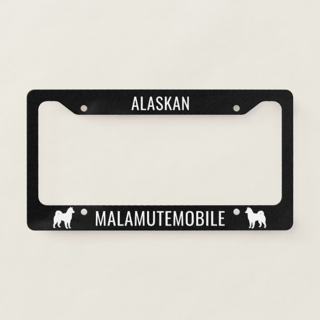Alaskan Malamute Dog Silhouettes Malamutemobile License Plate Frame (Front)