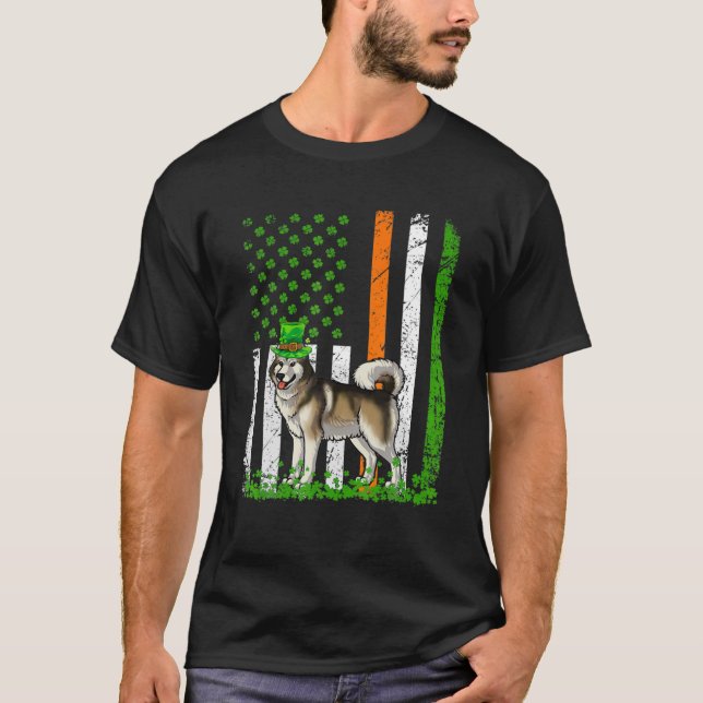 Alaskan Malamute Dog St Patricks Day Irish America T-Shirt (Front)
