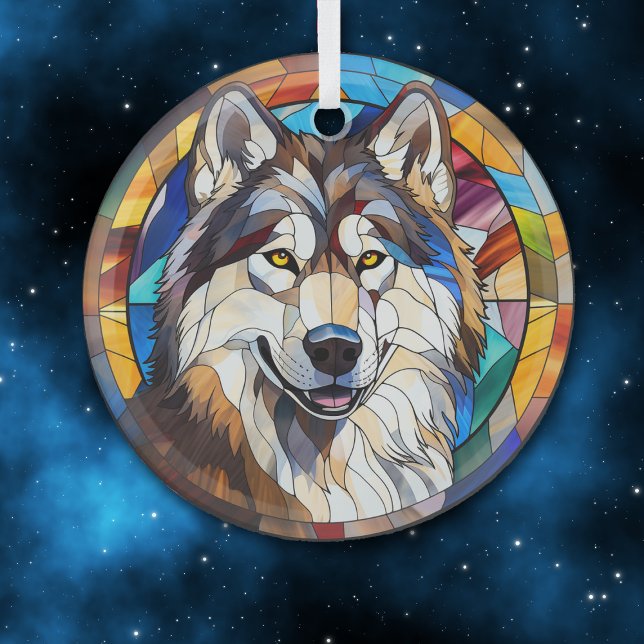 Alaskan Malamute Dog Stained Glass Ornament (Creator Uploaded)