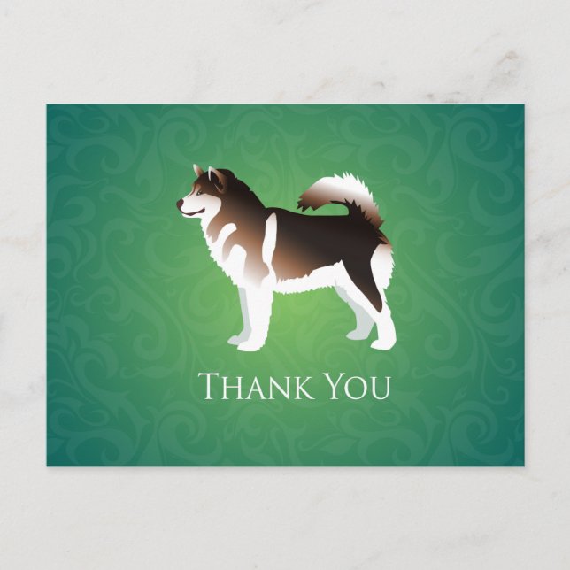 Alaskan Malamute Dog Thank You Design Postcard (Front)