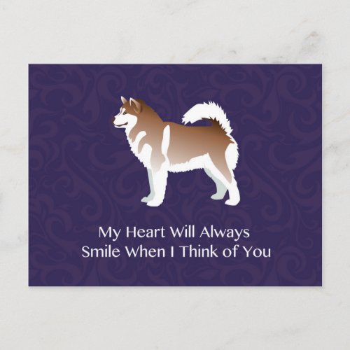 Alaskan Malamute Dog Thinking of You Design Postcard