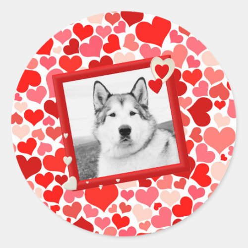 Alaskan Malamute Dog Valentines Heart Classic Round Sticker