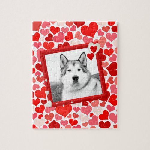 Alaskan Malamute Dog Valentines Heart Jigsaw Puzzle