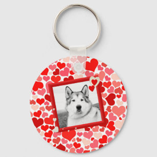 Alaskan Malamute Dog Valentines Heart Keychain