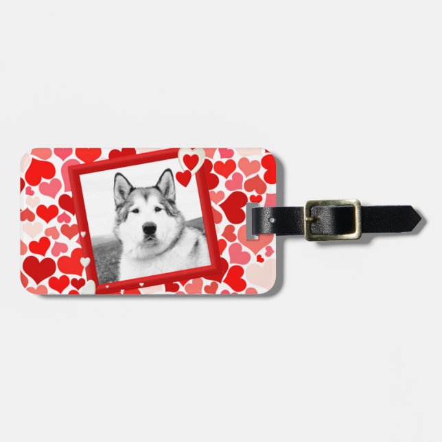 Alaskan Malamute Dog Valentines Heart Luggage Tag (Front Horizontal)