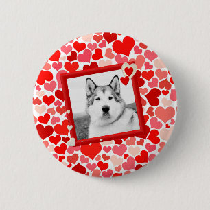 Alaskan Malamute Dog Valentines Heart Pinback Button