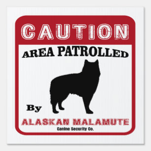 Alaskan Malamute Dog Warning Red Funny Sign