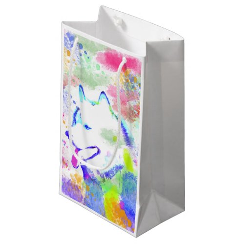 Alaskan Malamute Dog Watercolor Art Portrait Small Gift Bag