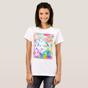 Alaskan Malamute Dog Watercolor Art Portrait T-Shirt