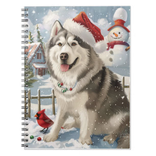 Alaskan Malamute Dog Winter Wonderland Christmas Notebook