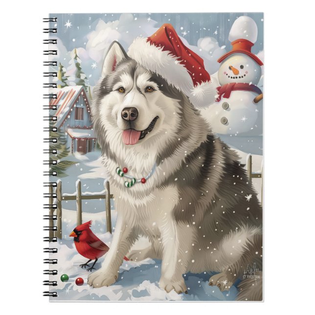 Alaskan Malamute Dog Winter Wonderland Christmas  Notebook (Front)