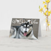 Alaskan Malamute Dogs I Love You Card (Yellow Flower)