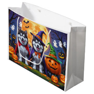 Alaskan Malamute Dogs Pumpkin Halloween Funny  Large Gift Bag