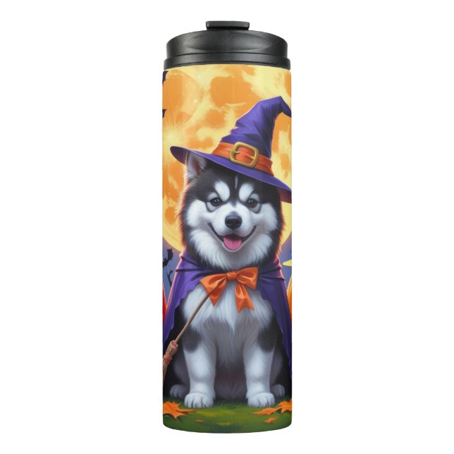 Alaskan Malamute Dogs Pumpkin Halloween Funny  Thermal Tumbler (Front)