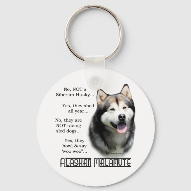 Alaskan Malamute FAQ Keychain (Front)