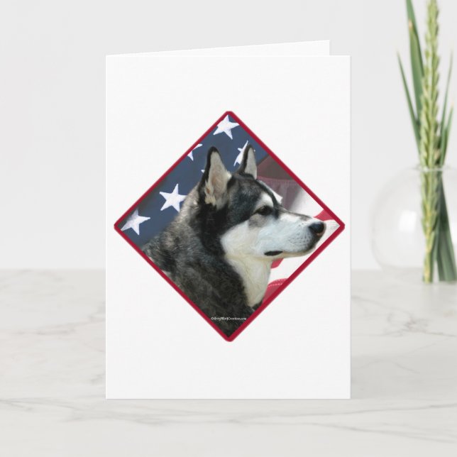 Alaskan Malamute Flag 2 Holiday Card (Front)