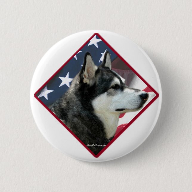 Alaskan Malamute Flag 2 Pinback Button (Front)