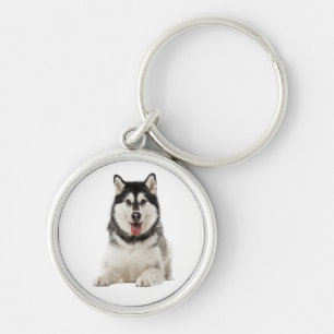 Alaskan Malamute Gray And Black Puppy Dog Keychain