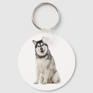 Alaskan Malamute Gray And Black Puppy Dog Keychain