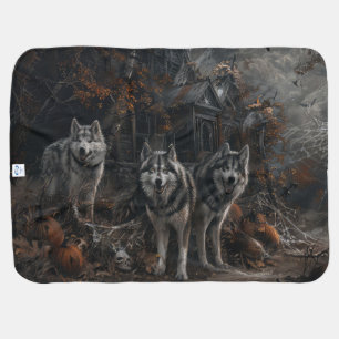 Alaskan Malamute Halloween Night Doggy Delight  Baby Blanket
