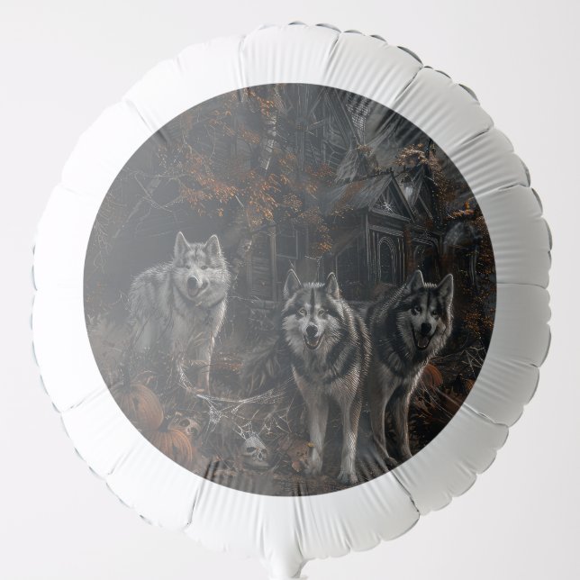 Alaskan Malamute Halloween Night Doggy Delight  Balloon (Front)