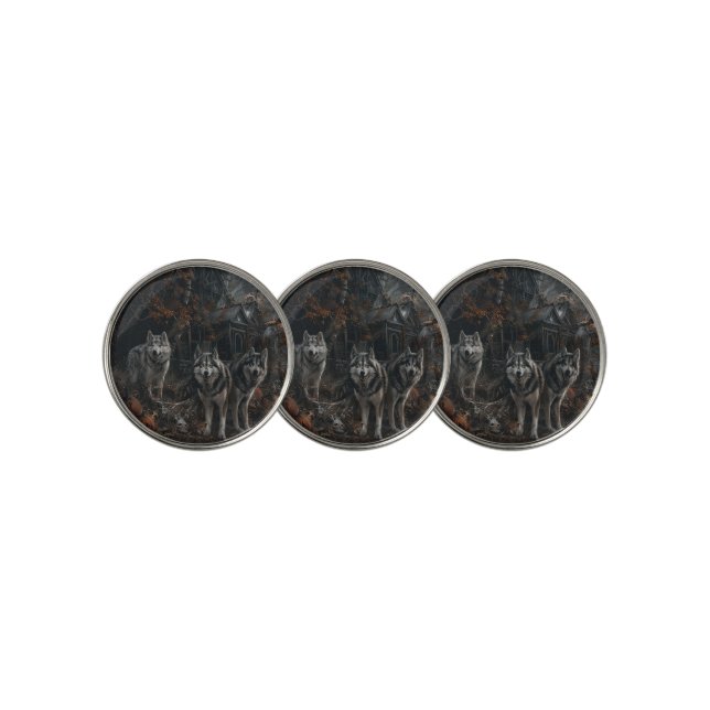 Alaskan Malamute Halloween Night Doggy Delight  Golf Ball Marker (3 Up)