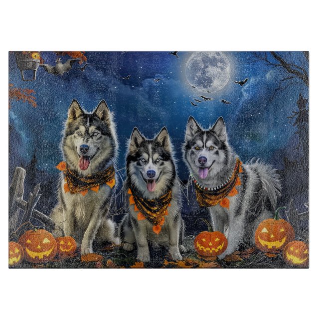 Alaskan Malamute Halloween Spooky Cutting Board (Front)